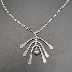 Vintage Avon Windchimes Articulated Modernist Pendant Necklace 1970s Silver Tone